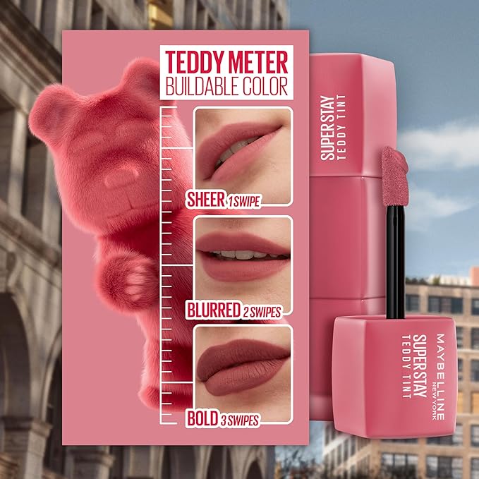 MAYBELLINE Super Stay Teddy Lip Tint, Long Lasting Matte Lipstick For Up To 12HR Wear, Baby Tee, 1 Count