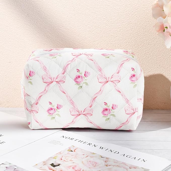 Soidram floral makeup bag quilted