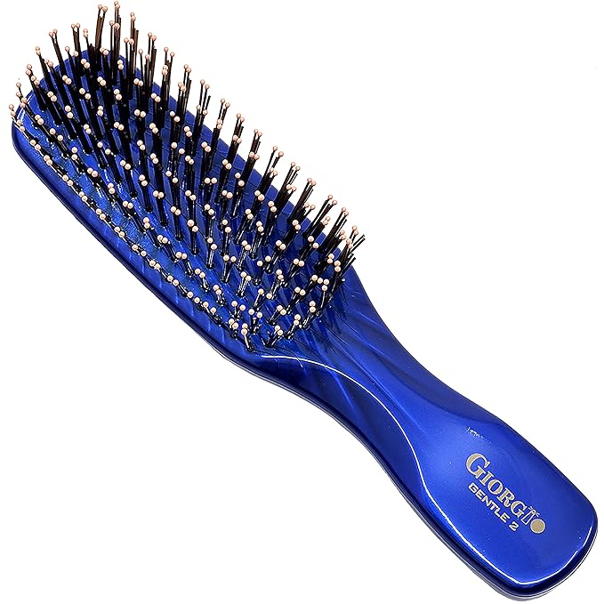GIORGIO Hair Brush for Men and Women, Gentle Mini Detangler Hair Brush for Thick Hair, Scalp Massager Brush, Travel Detangling Brush, All Hair Types - Blue, 1 Count
