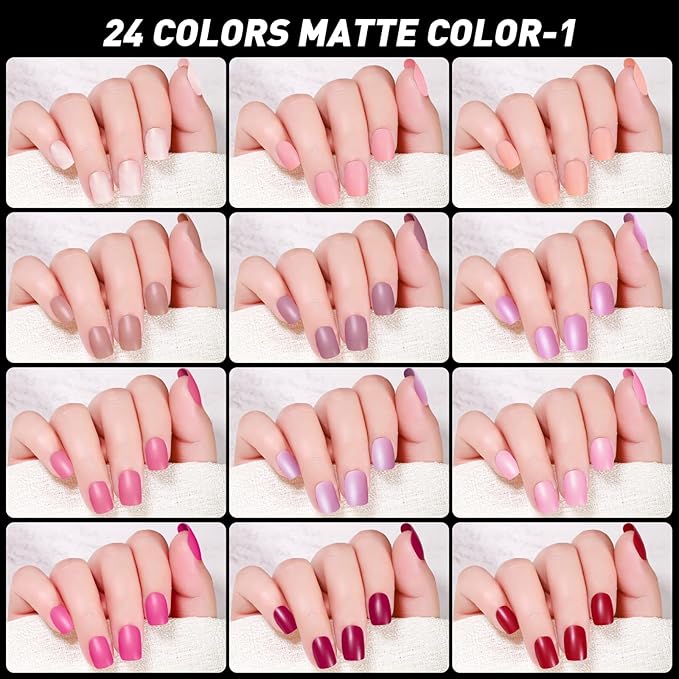 Press on Nails, 24 Colors 576PCS Short Square False Nails with 12 Sizes, Full Cover Press on Nails for Women, Lightweight Matte Natural Fake Nails for Nail Art Design