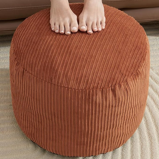 Pouf Ottoman Foot Stools with Foam Small Ottoman for Living Room Corduroy Ottomans Pouf 26x18 Floor Poufs Foot Rest for Chair Orange Hassocks and Ottomans