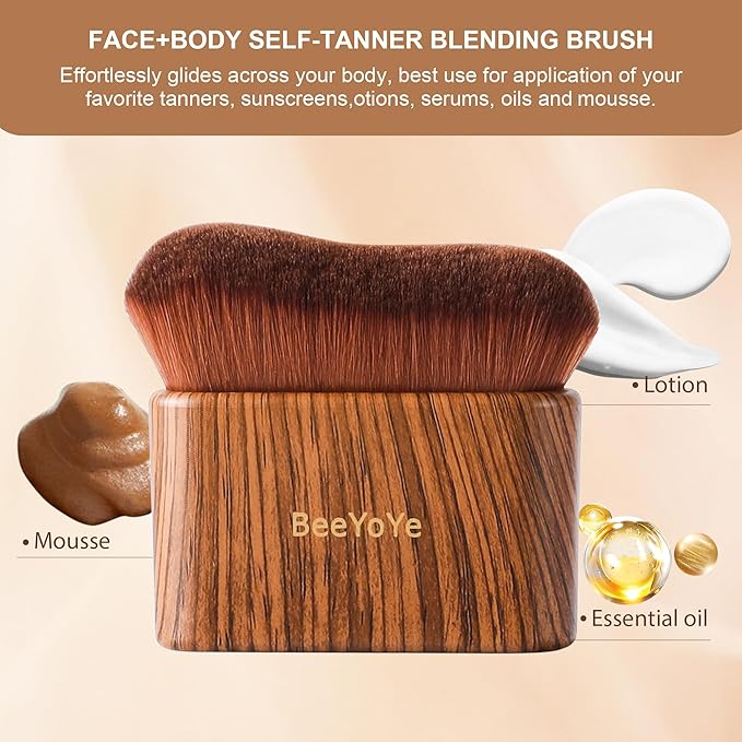 Self Tanner Tanning Brush for Self-Tan,Tanning Mitt Bronzer Brush for Face Body Self Tanner, Kabuki Leg Makeup Brush for Self Tanning Mousse