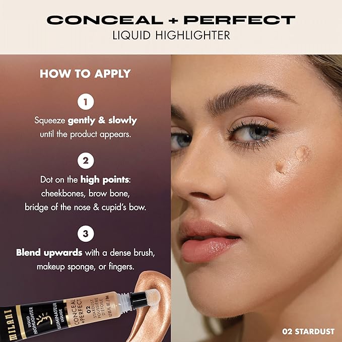 Milani Conceal + Perfect Liquid Highlighter for Added Glow, Face Lift Collection - Lunar