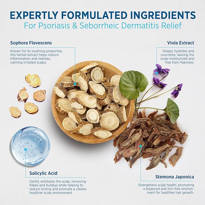 Roycederm Psoriasis Shampoo, Seborrheic Dermatitis Shampoo, Folliculitis, Dandruff, Scalp Psoriasis & Seborrheic Dermatitis Treatment, Dry Itchy Scalp Treatment - 2 Pack