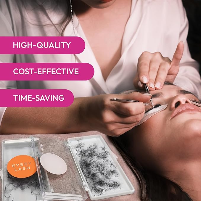 Eyesy Lash 500 Promade Fans - Volume Premade Lash Fans for Eyelash Extensions Pointy Base Handmade Loose Pre Made Eyelashes Middle Stem Soft and Lightweight (6D 0.07 C 10mm)