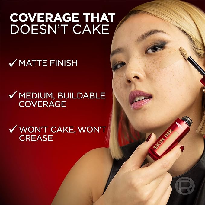 L'Oreal Paris Infallible Skin Ink 2-in-1 Foundation Concealer Hybrid Face Makeup, up to 48HR Transfer-Resistant with Buildable Light to Full Coverage, 40 Fair Warm