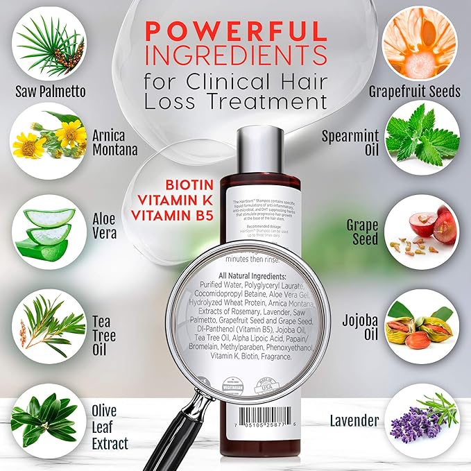 HairStem DHT Blocker Hair Growth Shampoo Products with Biotin, Saw Palmetto - Clinically Developed - Hair Loss Products Treatments- 10oz