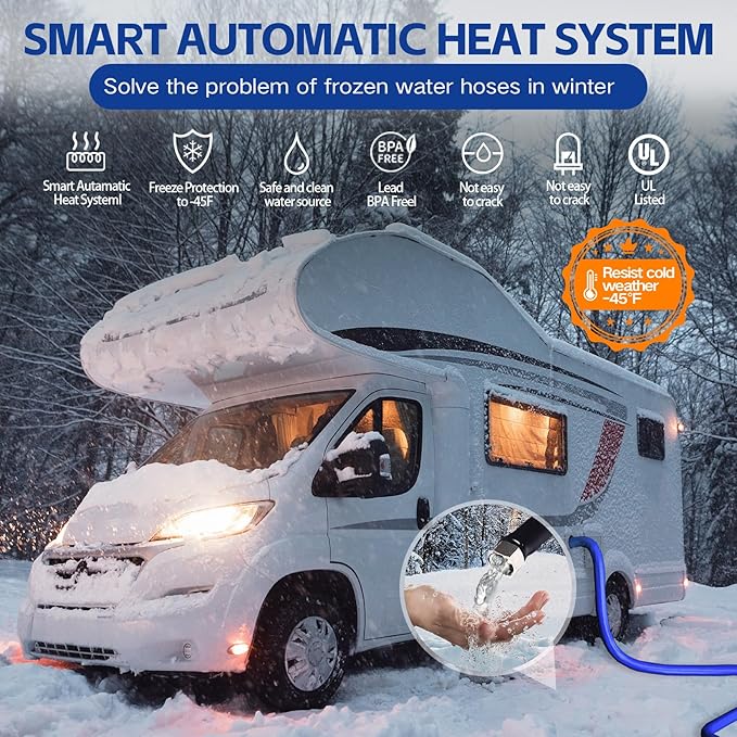 15FT Heated Water Hose for Rv,Heated Drinking Water Hose Antifreeze to -45°F,Great Rv Accessories for Campers,Livestock,Agriculture,Lead and BPA Free