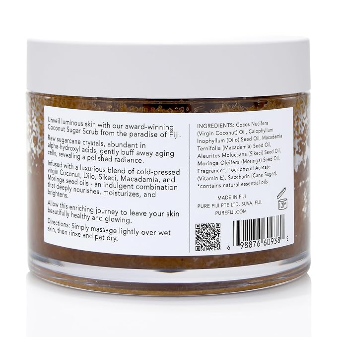 Pure Fiji Coconut Sugar Body Scrub, Moringa (10.14 Oz /300ml)
