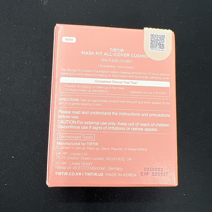 [*Mini Size*] TIRTIR All Cover Pink Cushion | Korean Cushion Foundation, (#13N Fair Ivory, 0.15 Fl Oz)