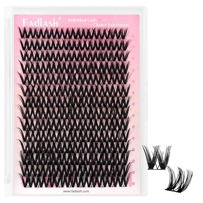 FADLASH Lash Clusters Natural Eyelash Clusters 12-18mm DIY D Curl Cluster Eyelash Extensions Reusable Individual Lashes with Soft Thin Band for Self Use (SBD006, 12-18mm)