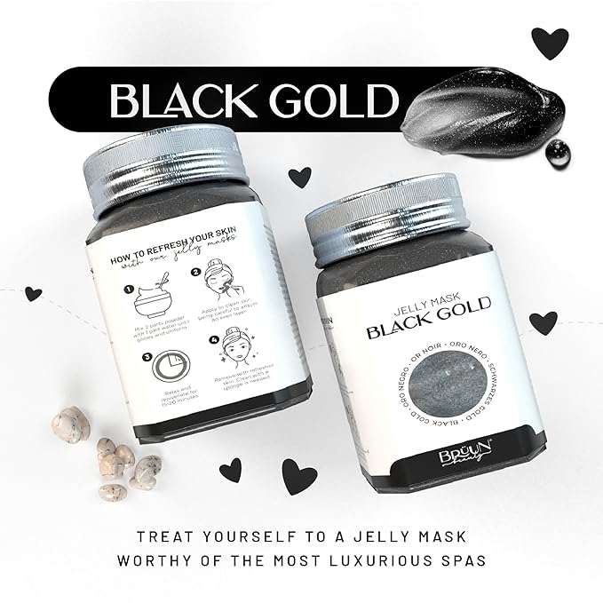 Jelly Mask Jar Black Gold Salicylic AC BHA Peel-Off Face Care Rubber Mask | 23 fl oz Skin Care Moisturizing Gel Mask Jar Spa Set