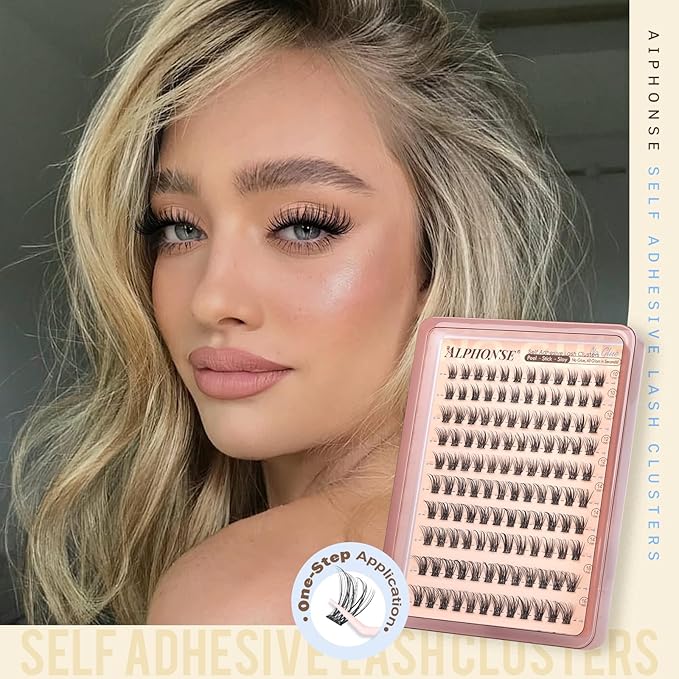 Self Adhesive Eyelashes Natural Lash Clusters No Glue Needed Eyelash Clusters 10-16mm Self Adhesive Cluster Eyelash Extensions 120pcs Press on Individual Lashes with Anti-Stick Tweezer by ALPHONE