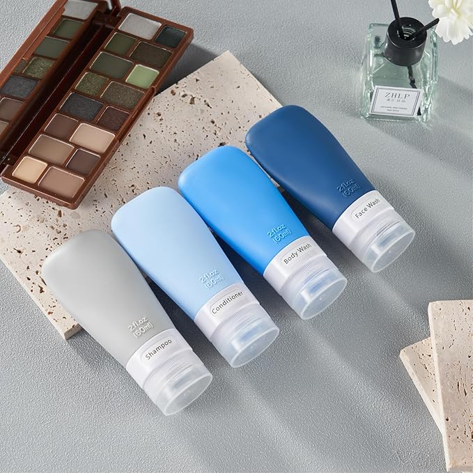 INSFIT Portable Travel Bottles, TSA Approved Leak Proof Containers for Toiletries, BPA Free Refillable Accessories for Shampoo, Body Wash, Liquids (4 Pack)