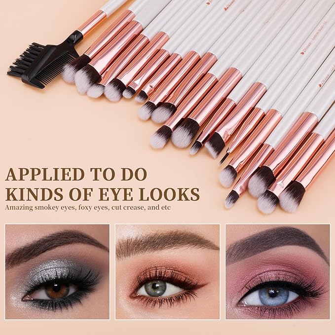 DUcare Makeup Brushes Set Professional 27Pcs Makeup Brushes Premium Synthetic Kabuki Foundation Blending Face Powder Blush Concealers Eye Shadows Make Up Brushes Kit White