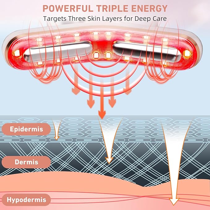 Micro-Current Face Beauty Device, 3 Modes, Red Light Therapy for Face and Neck, Multifunctional Facial Massager Tool