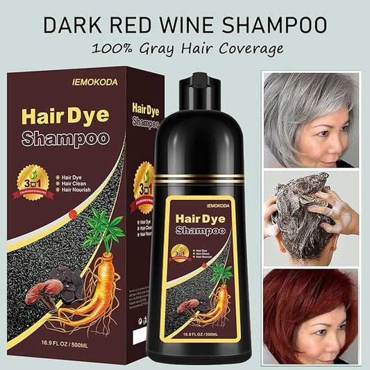 Fvquhvo Wine Red Hair Dye Shampoo 3 in 1 - 16.9 fl oz / 500 ml