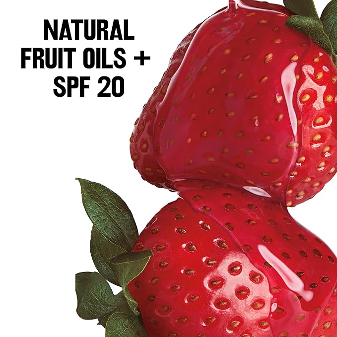 Revlon Lip Balm, Kiss Tinted Lip Balm, Face Makeup with Lasting Hydration, SPF 20, Infused with Natural Fruit Oils, 025 Fresh Strawberry, 0.09 Oz (Pack of 2)