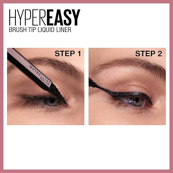 MAYBELLINE New York Hyper Easy Liquid Pen No-Skip Waterproof Eyeliner, Satin Finish, Pitch Brown