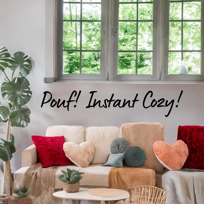 DaDalogy Bedding Dreamy Milky Way White Faux Fur Ottoman Pouf Cover - Purple Undertone Geometric Pattern with Zipper - 1-Piece 18" x 18" x 18"