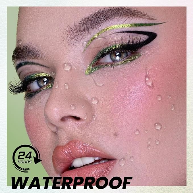 Black and Multichrome Waterproof Liquid Eyeliner, Stay All Day Eye Liner Pen with Precise Tips for Women, Smudge-Proof & Transfer-Resistant, Vegan & Cruelty-Free