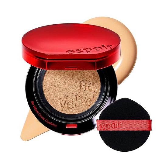 Espoir Be Velvet Cushion Foundation #23 Beige | Quick and Easy Coverage with Long-lasting Color by Zero Oxidation, Velvety Smooth Finish & Lightweight Formula, Vegan, Korean Makeup, 0.46 oz
