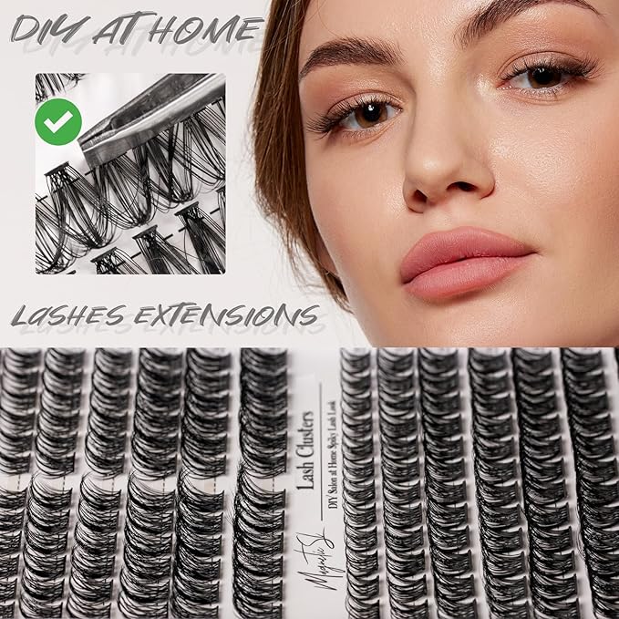 Lash Clusters 168pcs Manga Lash Extension 10-18mm Cluster Eyelash Extensions Natural Band Lash D-Curl Individual Lashes -M37+M38（Fairy+Natural）