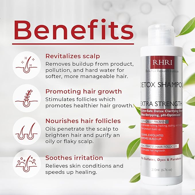 Detox Shampoo For Product Build up, Detoxify & Regrow with Our Clarifying Shampoo - Nourishes Follicles, Soothes Scalp Irritation - For All Hair Types