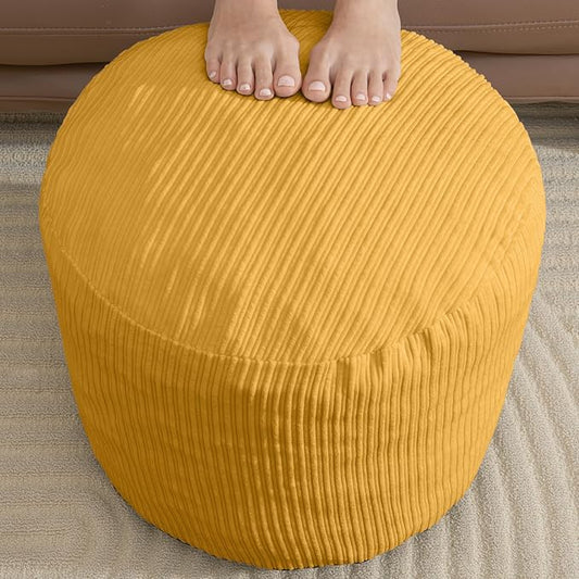 Pouf Ottoman Foot Stools with Foam Small Ottoman for Living Room Corduroy Ottomans Pouf 26x18 Floor Poufs Foot Rest for Chair Yellow Hassocks and Ottomans