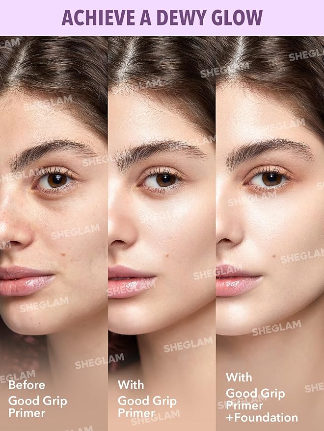 SHEGLAM Good Grip Hydrating Primer Oil Control Moisturizing Primer Gel Smooth Fine Lines Oil And Silicone-Free Face -Blueberry + Aha-Purple