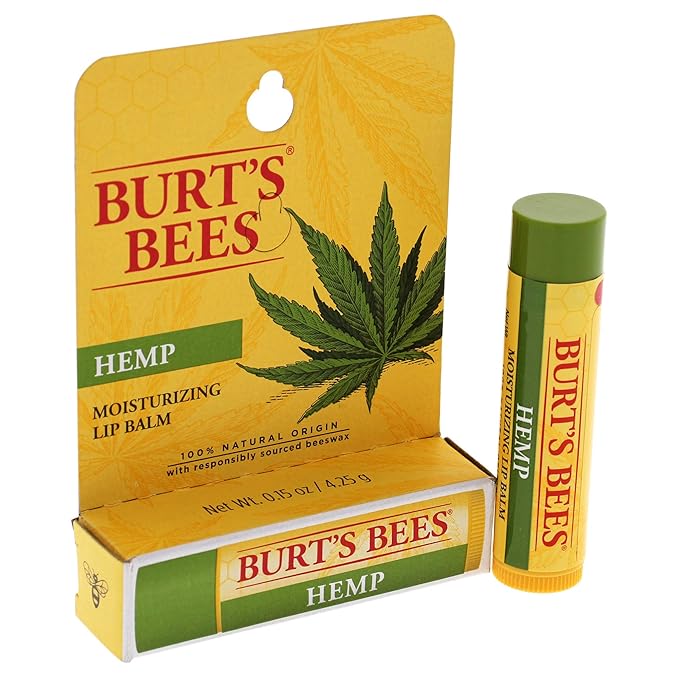 Burts Bees 100% Natural Origin Moisturizing Lip Balm, Hemp with Beeswax, 0.15 Oz