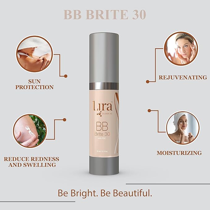 Lira Clinical BB - SPF 30 Tinted BB Cream with PSC & Vitamins - Full coverage - 0.7 fl oz. (BB Brite 30)