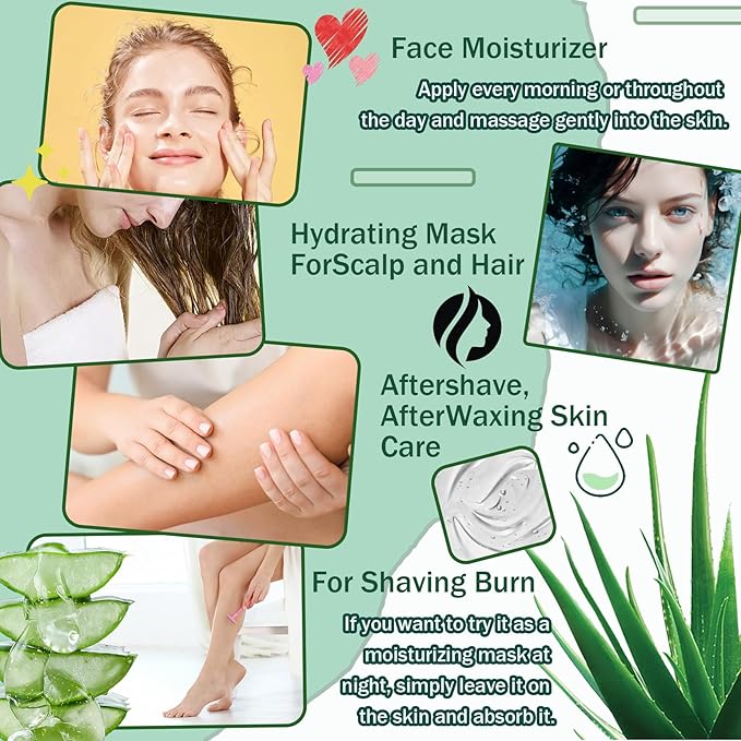 Moisturizing Gel for Face & Body,Non-sticky Gel After Sun Aloe Lotion Skin Care,Fast Absorbing Long Lasting Refreshing Hydrating Face Moisturizer for All Skin Types 08
