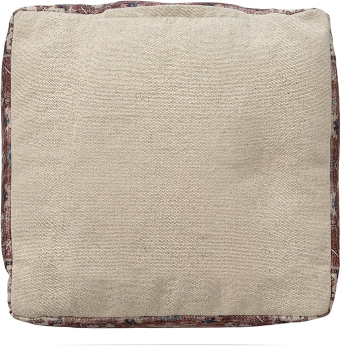 LR Home Vintage Medallion Indoor Medium Pouf Ottoman | Polyester Pouf for Home Decor | Foot Rest for Living Room, Bedroom & Dorm | 18 x 18 x 18 Stuffed Ottoman for Seating | Rust/Navy