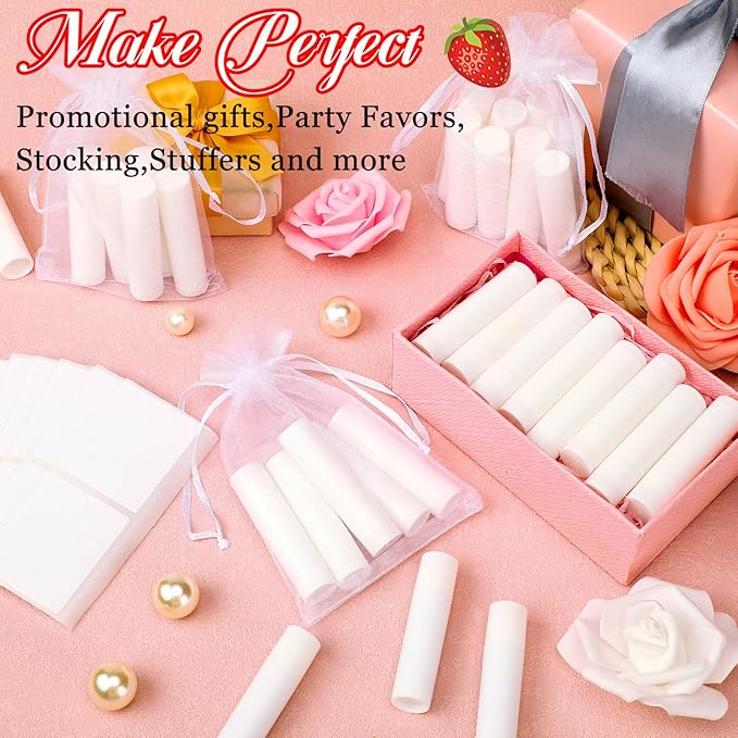 Demissle 150 Pcs Unlabeled Lip Balm Bulk Chapped Stick Blank Mini Lip Balm Gifts Moisturizing Lip Balms Favors for Women Homeless Wedding Bridal Shower Favors Baby Shower Guests Favors(Strawberry)