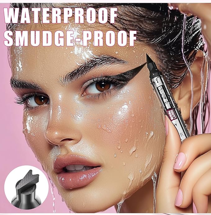 Patent Registered Eyeliner Stamp, Left & Right Winged Cat Eye Liner, Dual-sided Black Liquid Makeup Pen for Women