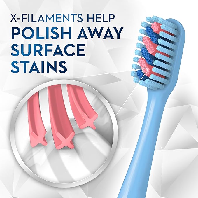 Oral-B Brilliance Premium Whitening Toothbrush with Plaque Eraser, Medium, Sky Blue and Gray, 2 Count