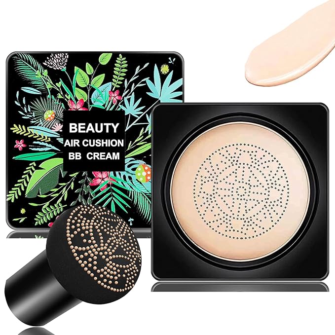 Mushroom Head Air Cushion CC Cream Foundation BB Cream Foundation Makeup Moisturizing CC Cream Liquid Foundation,Concealer Lasting Makeup Foundation Even Skin Tone Makeup Base Primer(Ivory)