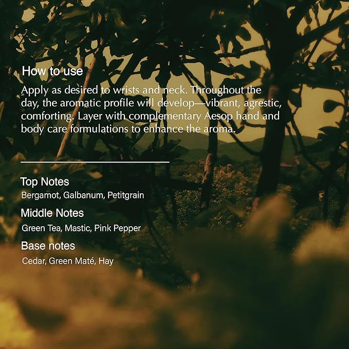 Aesop Virēre Eau de Parfum | Fresh Citrus & Green Spice Fragrance | Inspired by Mediterranean Memories | 1.6 oz