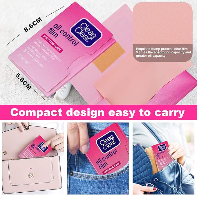 Oil Control Film Replacment for Clean & Clear Oil-absorbing Sheets,3 Pack (Grapefruit Fragrance) Oil Blotting Sheets For Face,Makeup Friendly High-performance Handy Face Blotting Paper for Oily Skin