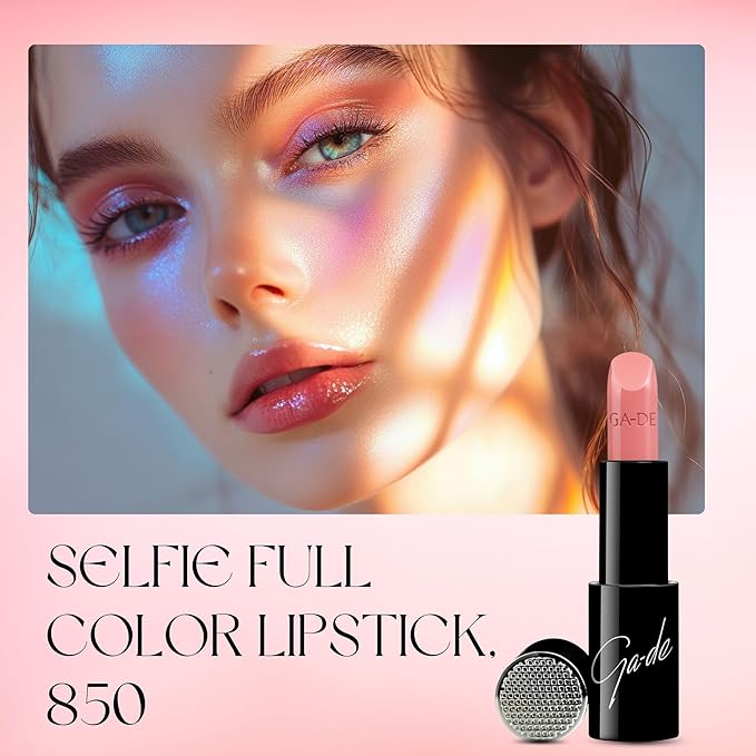 GA-DE Selfie Full Color Lipstick, 850 - Long Lasting High Pigment Lipstick with Argan Oil - Creamy Radiant Shine and Hydrating Benefits - 0.14 oz