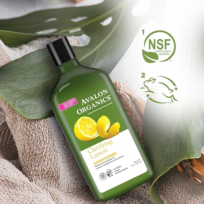 Avalon Organics Clarifying Lemon Conditioner, Removes Buildup to Restore Brightness and Shine, 11 Fluid Ounces