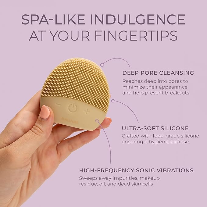 Facial Cleansing Brush | Waterproof Silicone Face Scrubber | Sonic Ultra-Soft Exfoliator | Deep Pore Cleansing Massager | Skincare | Beauty Mother's Day Gift for Women