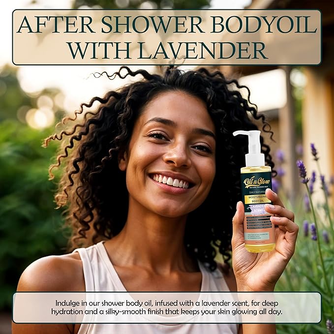 100% Almond Oil USDA Certified Organic Hydrating Body Oil After Shower Non-Greasy Moisturizing Oil For Women & Men Dry Skin 5.07 fl oz/150ml- Lavender Scent