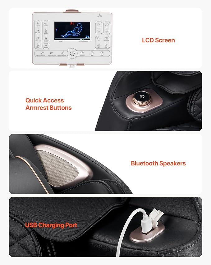 VEVOR Full Body Massage Chair, 3D Zero Gravity Recliner with SL Track, 18 Auto Modes, Heat, Foot Rollers, Armrest Control, LCD Display, 36 Airbags, Retractable Footrest