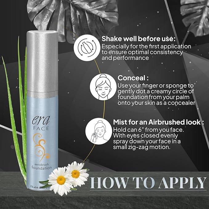 ERA Face spray makeup (Y7 Carmel, 2.25 oz) - airbrush foundation, everyday, buildable, professional spray on cosmetics by Era Beauty