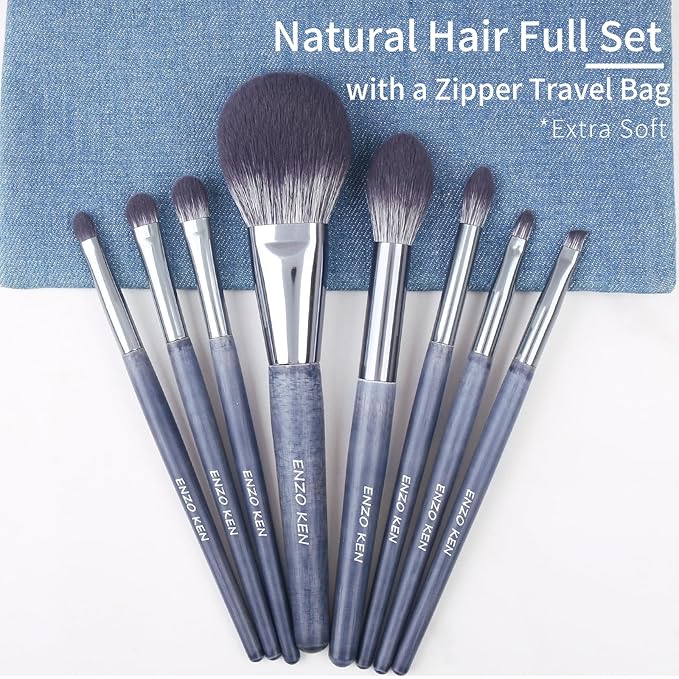 Natural Purple Badger Hair Makeup Brushes Set Professional, Walnut Makeup Brush Set with Case, Cosmetic Brushes Makeup Set, Natural Makeup Brushes, Natural Bristle Makeup Brushes - ShuiMo