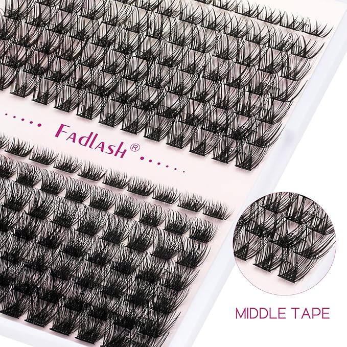 Lash Clusters DIY Eyelash Extensions 175 Clusters Lashes D Curl 0.07 Natural Individual Lash Extensions Mixed Tray False Eyelashes Soft & Strong Thin Band DIY at Home (F26+F27-0.07D, 8-16mm)