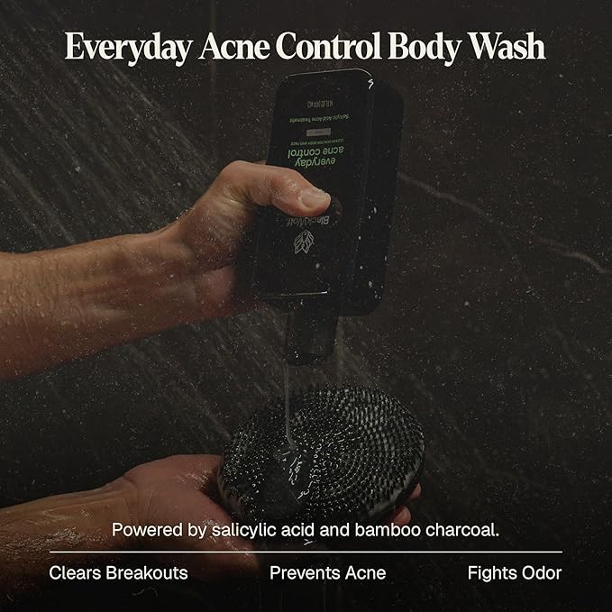 Black Wolf Salicylic Acid Body Wash for Men - 14 Fl Oz Men's Acne Body Wash - Charcoal Helps Reduce Acne Breakouts & Cleanse Your Skin - Full Coverage & Deep Clean Treatment - Men's Bodywash