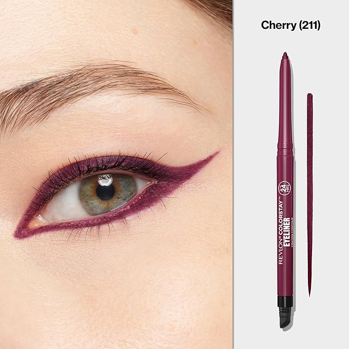 REVLON ColorStay Pencil Waterproof Eyeliner, Smudge-Proof, Eye Makeup with Built-In Sharpener, Stocking Stuffer for Women, 211 Cherry, 0.01 oz